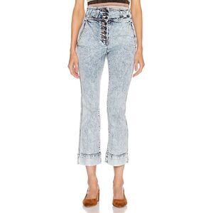 Ulla Johnson Ellis Acid Wash Wide Jeans Light Wash Size 6 Cropped